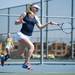Saline High School #1 singles player Mary Hannah leaves the ground while hitting the ball on Saturday, April 27. Daniel Brenner I AnnArbor.com